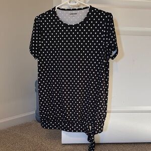 Lands' End Black and White Polka Dot Tie Front Swim Rash Guard